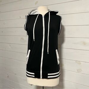 Victorious Black and White Sleeveless Hoodie